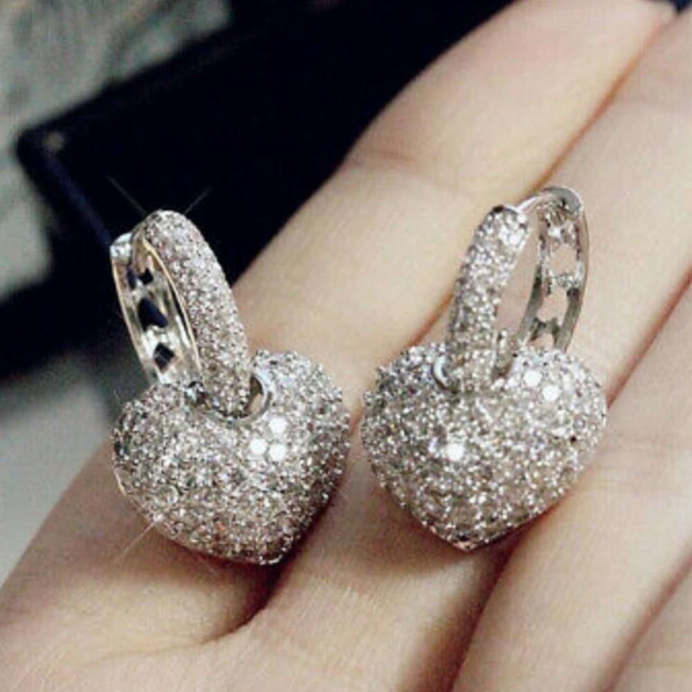 New Sterling silver Heart Earrings - Picture 1 of 8